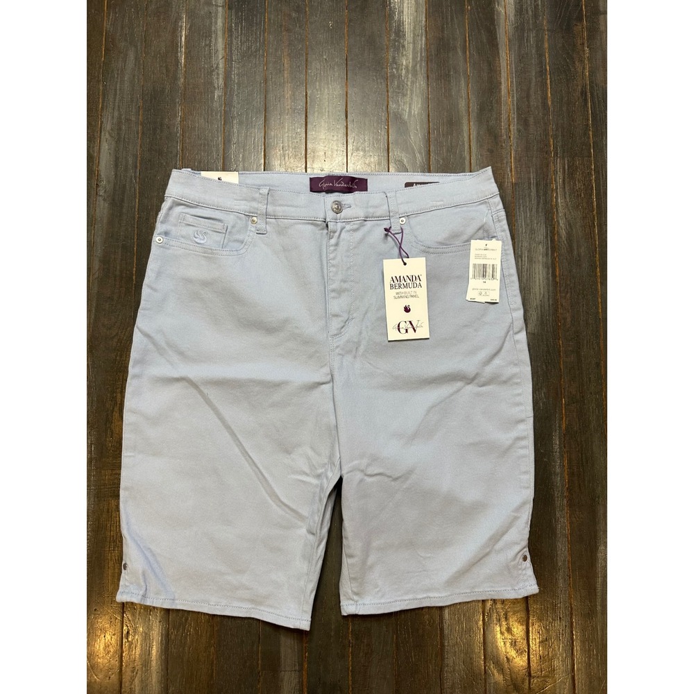 Gloria Vanderbilt Amanda Bermuda Shorts Light Blue High Rise Slimming